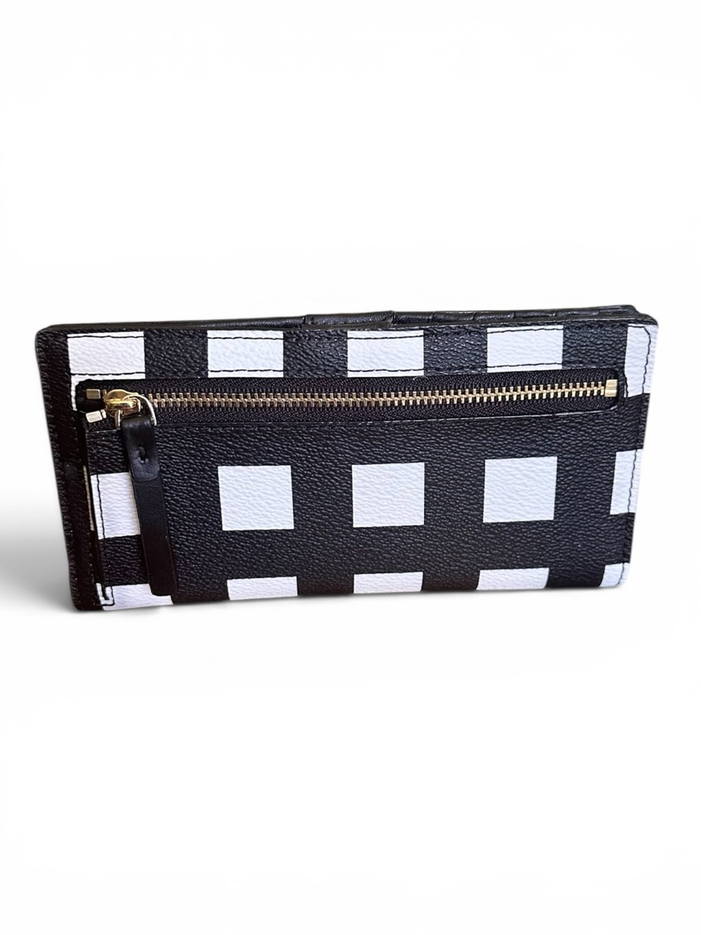 Kate Spade Black White Geometric Print Wallet NWOT Leather Continental - Picture 2 of 7